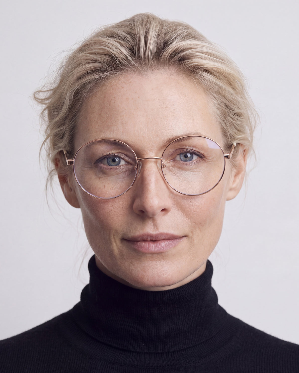 Grace Rose Gold Readers, worn